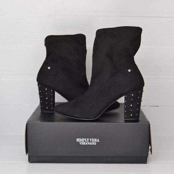 Simply Vera Vera Wang Dallas Studded Ankle Boots Booties Black Women's 7.5 NWB - Picture 1 of 10